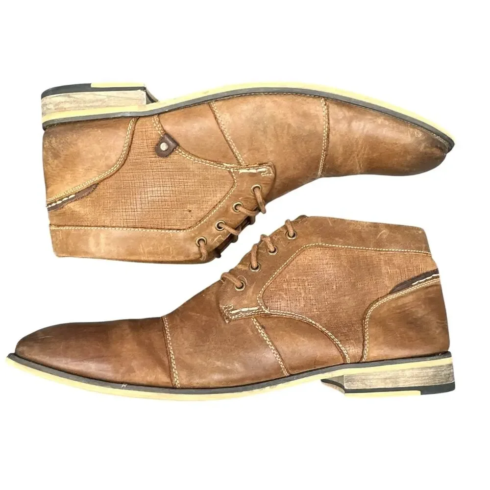 Steve Madden Chukka Ankle Boot 12 Leather P-Klatin Brwn Cap Toe Hipster Academia
